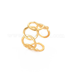 Ion Plating(IP) 304 Stainless Steel Interlocking Oval Open Cuff Ring&nbsp;RJEW-S405-147G