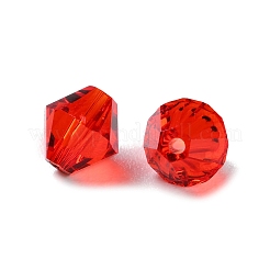 K9ガラス  模造オーストリアクリスタルビーズ  多面カット  双円錐形  レッド  6x6x6mm  穴：0.9mm&nbsp;GLAA-R001-08-17