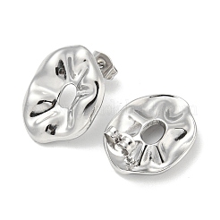変色しない304ステンレススチールスタッドピアス  ツイストドーナツ  ステンレス鋼色  19x15mm&nbsp;EJEW-R157-12P
