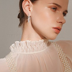 女性用ブラスハートダングルスタッドピアス、スターリングシルバーピン925本付き  プラチナ  36x33mm  ピン：0.8mm&nbsp;JE1091B
