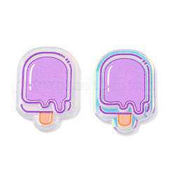 透明プリント アクリル カボション  アイスクリーム  スミレ  25.5x17x2.5mm&nbsp;TACR-N016-25