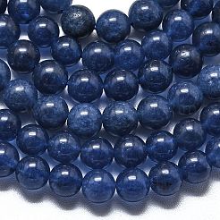天然石マレーシアジェイドビーズ連売り  染め＆加熱  ラウンド  マリンブルー  8~8.5mm  穴：1.2mm  約48個/連  14.96インチ（38cm）&nbsp;G-L645-A01-8mm-06