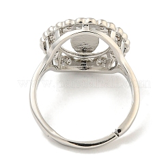 Flat Round with Saint & Heart Rack Plating Brass Micro Pave Cubic Zirconia Adjustable Rings&nbsp;RJEW-I105-04P-10