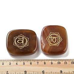Natural Carnelian Rectangle with Chakra Sign Figurines Display Decorations&nbsp;DJEW-K025-02A