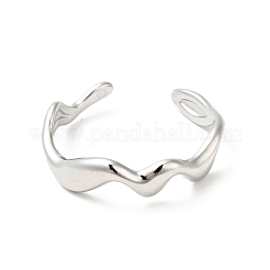 Non-Tarnish 304 Stainless Steel Wave Open Cuff Ring for Men Women&nbsp;RJEW-I085-24P