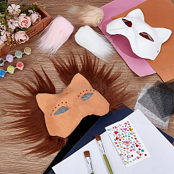 Paper & Pvc & Fiber & Felt & Acrylic DIY Cat Mask Set&nbsp;DIY-WH0591-096A