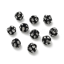 6mmの真鍮クリスタルラインストーンビーズ  ラウンド  ジュエリープロジェクト向け  ブラック  6x6.5mm  穴：1.2mm&nbsp;KK-S519-01A-EB