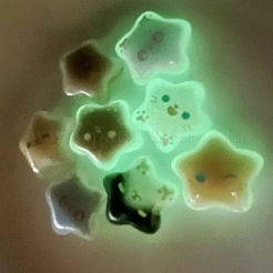 蓄光透明樹脂カボション  星型の猫  暗闇で光る  ミックスカラー  21x23x10mm&nbsp;CRES-A062-01