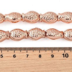 電気メッキガラスビーズセット  魚  フルメッキ  ローズゴールドメッキ  15x10x3mm  穴：1mm  約28~29個/連  15.16~15.75インチ（38.5~40cm）&nbsp;EGLA-V001-01C