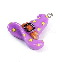 ハロウィーンのテーマ樹脂ペンダント  白金鉄パーツ  魔女の帽子  26.5x25.5x8.5mm  穴：2mm&nbsp;RESI-M046-01M-02