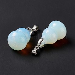 オパールペンダント  プラチナトーンの真鍮パーツ  ひょうたんチャーム  29.5x18mm  穴：6x4mm&nbsp;G-G846-02P-06