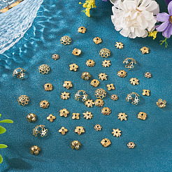 54Pcs 9 Styles Brass Bead Caps&nbsp;KK-TA0003-43