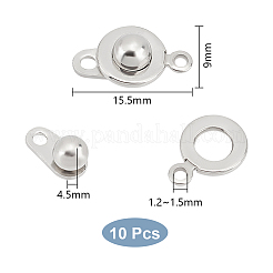 真鍮スナップ留め具10個  フラットラウンド  プラチナメッキ  15.5x9x4.5mm  穴：1.2~1.5mm&nbsp;KK-UN0001-73