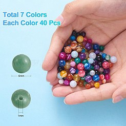 300個10色ナチュラル縞瑪瑙/縞瑪瑙ビーズ  染め  ラウンド  ミックスカラー  6mm  穴：1mm  30個/カラー&nbsp;G-SZ0002-03