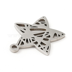 変色しない201ステンレススチールペンダント  中空  スター  ステンレス鋼色  16x15x1mm  穴：1.4mm&nbsp;STAS-D190-02P