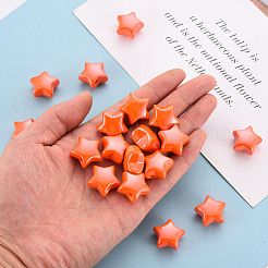不透明なアクリルビーズ  パールカラーの  スター  レッドオレンジ  20.5x21x12.5mm  穴：3.5mm&nbsp;LS-MACR-S372-02B-84