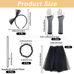 Polyester Hair Band & Nylon Gloves && Lace Dress & Plastic Beads Necklace and Bracelets Sets&nbsp;DIY-WH20062-11A