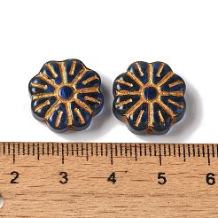 透明なランプワークビーズ  花  プルシアンブルー  15x6mm  穴：1mm  約48~58個/100g&nbsp;LAMP-P065-03A-09
