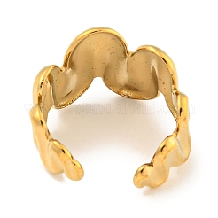 Ion Plating(IP) Wave 304 Stainless Steel Open Cuff Finger Rings for Women&nbsp;RJEW-P114-01G