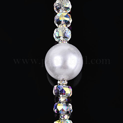 Acrylic & Glass & ABS Plastic Pearl & Alloy & Polymer Clay Pave Rhinestone Beads Strands&nbsp;MAK-T011-08B