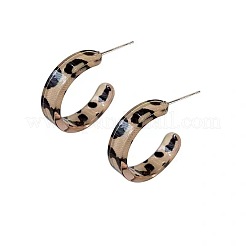C-Shaped with Leopard Print 925 Sterling Silver Acrylic Stud Earrings&nbsp;FS-WG2B12E-01