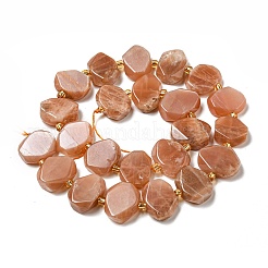 天然石サンストーンビーズ連売り  シードビーズで  多面カット四角形  12~14.5x16~18x5~7mm  穴：1.2mm  約23個/連  14.84インチ（37.7cm）&nbsp;G-G072-A03-02