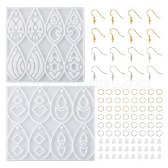 2Pcs 2 Style Teardrop Charm Pendant Silicone Molds for DIY Earring Making&nbsp;DIY-TA0004-78