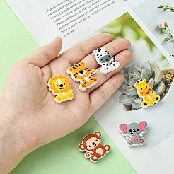 ライオン/タイガー/ゾウ/サルゼブラ/キリンシリコーン焦点ビーズ  ミックスカラー  24~28.5x21.5~29.5x8~9mm  穴：2mm  1個/スタイル&nbsp;SIL-FS0001-19