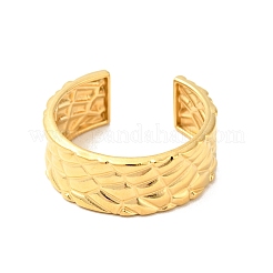 Ion Plating(IP) 304 Stainless Steel Textured Open Cuff Ring for Men Women&nbsp;RJEW-I085-23G