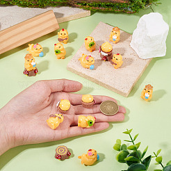 18個 6スタイルの樹脂製ひよこと切り株、キノコの飾り付き  マイクロランドスケープドールハウスアクセサリー  小道具の装飾のふりをする  ミックスカラー  18~28x15.5~21x9.5~24.5mm  3個/スタイル&nbsp;DJEW-TA0001-41