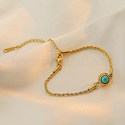 Brass Pave Green Aventurine Link Bracelets&nbsp;WGB0A2A-01