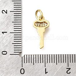 真鍮マイクロパヴェクリアキュービックジルコニアペンダント  キーホルダーキー  18KGP本金メッキ  15.5x8x3mm  穴：3mm&nbsp;KK-D255-06G