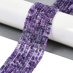 天然紫蛍石ビーズ連売り  ファセットテーブルカットキューブ  グレードAAA  3x3x3mm  穴：0.6mm  約134個/連  15.35''（39センチメートル）&nbsp;G-P553-E02-02