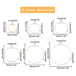 24個6スタイル304ステンレススチールペンダント  フープピアスパーツ  ローズゴールド  24~53x22~49x1.5mm  穴：1mm  ピン：0.8mm  4個/スタイル&nbsp;STAS-DC0001-24