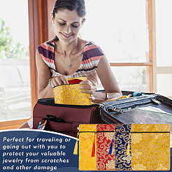4Pcs 4 Colors Ethnic Style Silk Sutra Book Zipper Pouch&nbsp;ABAG-GA0001-27