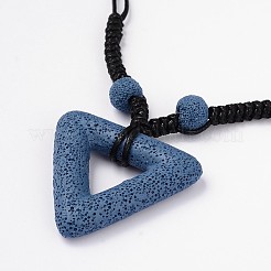 Triangle Lava Rock Pendants Necklaces&nbsp;NJEW-D205-04