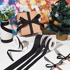 4 Rolls 4 Styles Sparkle Polyester Ribbons&nbsp;SRIB-PH0001-33