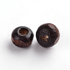 染色天然木ビーズ  無鉛の  ラウンド  ココナッツブラウン  4~5x3mm  穴：1.2mm&nbsp;X-WOOD-S614-1-LF