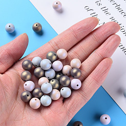スプレープリントアクリルビーズ  ラウンド  ミックスカラー  10x9.5mm  穴：1.6mm  約870個/500g&nbsp;MACR-S373-43J