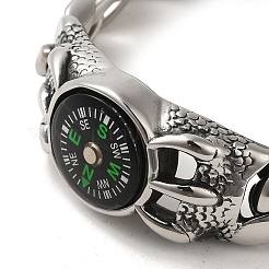 304 Stainless Steel Compass Cuban Link Chain Bracelets for Women Men&nbsp;BJEW-Q341-10AS