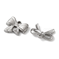 304ステンレススチールペンダント10個  蝶結び  ステンレス鋼色  11~42x15~28x2~2.5mm  穴：1.4~1.6mm&nbsp;STAS-P426-05P