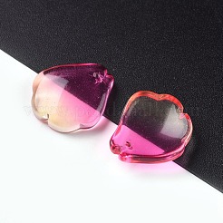 ペイントガラスビーズを焼く  花びら  ツートン  フクシア  15.5x14.5x4mm  穴：1mm&nbsp;EGLA-I011-01F