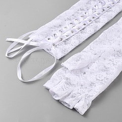 ポリエステルレースの指なしロンググローブ  ホワイト  350x100x2mm&nbsp;AJEW-WH20020-564B