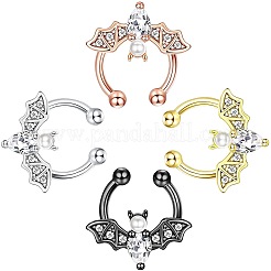 316L Stainless Steel Clear Cubic Zirconia Halloween Bat Clip-on Nose Septum Rings&nbsp;WG4B0C3-04