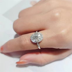 Oval Brass Micro Pave Clear Cubic Zirconia Cuff Rings for Women&nbsp;FS-WGC890E-01