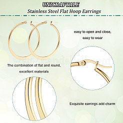 12 Pairs 6 Style 304 Stainless Steel Flat Hoop Earrings&nbsp;EJEW-UN0002-16