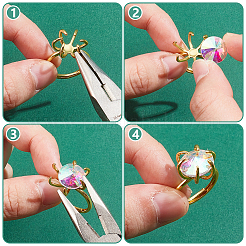 4Pcs Adjustable Brass Finger Ring Components&nbsp;KK-NB0002-57