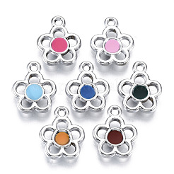 UVメッキアクリルパーツ  エナメル  ミックスカラー  花  プラチナ  17.5x14.5x3mm  穴：1.8mm&nbsp;OACR-N010-023P