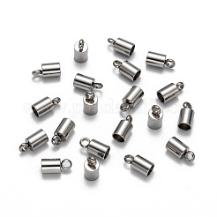 変色しにくい304ステンレススチールコードエンド  エンドキャップ  ステンレス鋼色  8x4mm  穴：2mm  内径：3mm&nbsp;X-STAS-M242-12