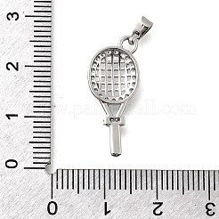 真鍮製マイクロパヴェキュービックジルコニアペンダント  ラケットチャーム  プラチナ  24x10x3mm  穴：4x3mm&nbsp;KK-P336-21P